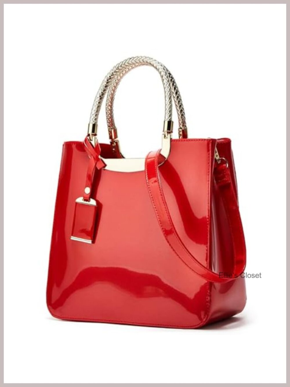 Patent Leather Tote Handbag for Women Top Handle Shoulder Purse Satchel